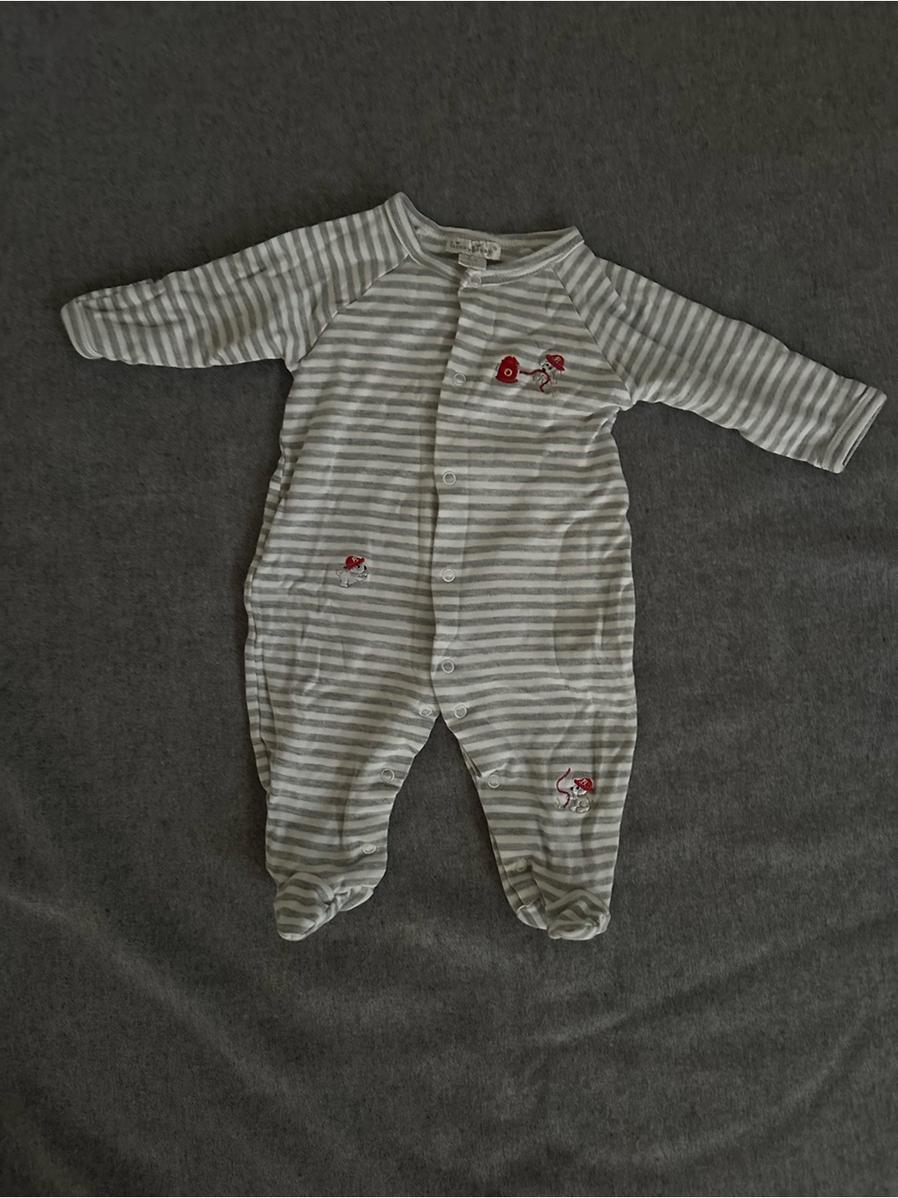 Kissy Kissy 0-3M Striped Gray and White Baby One-Piece